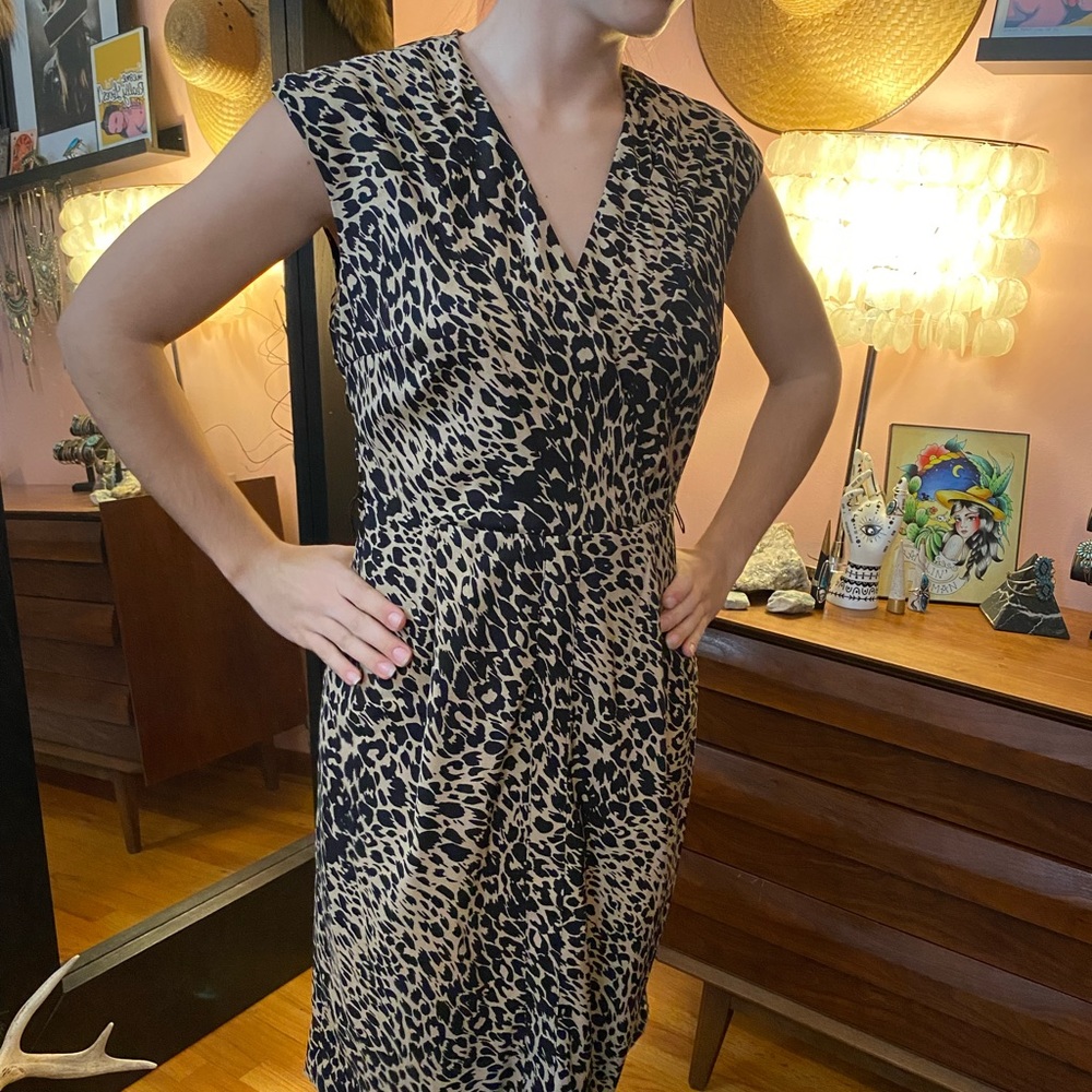 Leopard print mid length dress